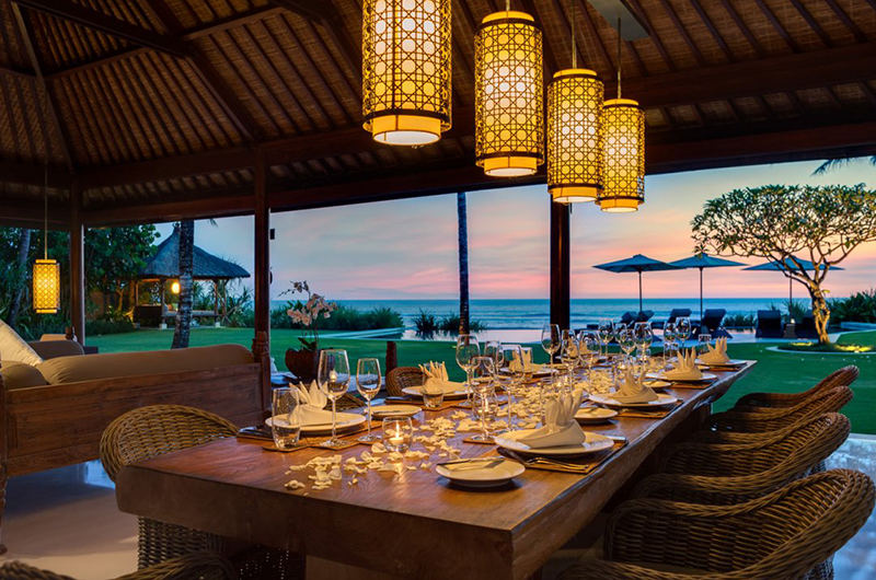Villa Jagaditha Dining Area with Sea View at Night | Canggu, Bali