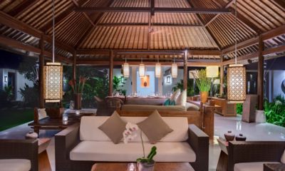 Villa Jagaditha Indoor Living Area at Night | Canggu, Bali