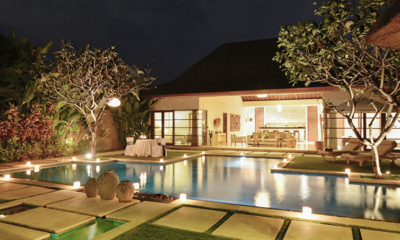 Nyaman Villas 2 Bedroom Pool Villa Pool at Night | Seminyak, Bali