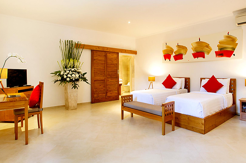 The Sanctuary Bali Bedroom Nine with Twin Bed Set Up and TV | Canggu, Bali