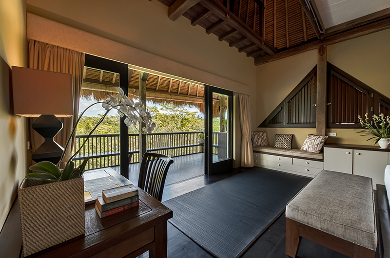 Villa Kelusa Pondok Surya Bedroom One with Study Table and Seating Area | Ubud, Bali