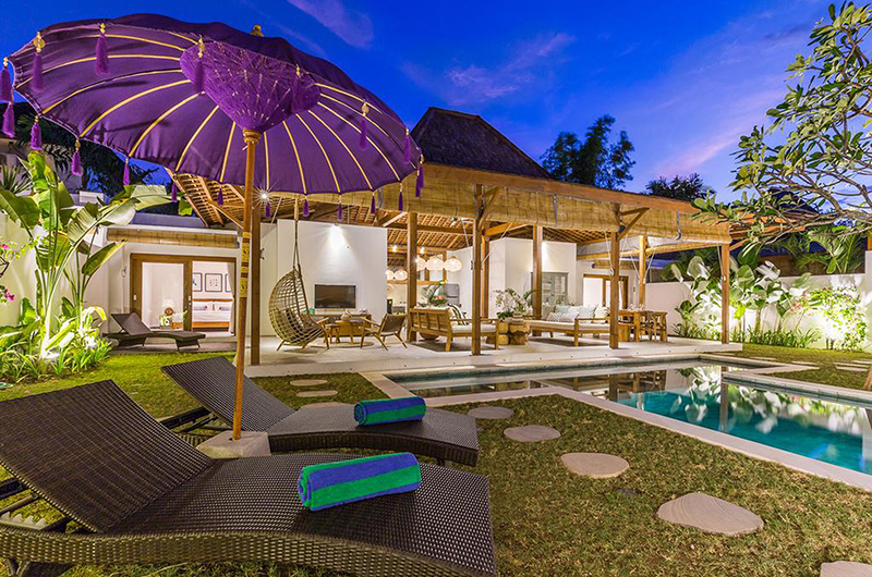 Bagera Hoi Namu Villa Hoi Gardens and Pool at Night | Seminyak, Bali