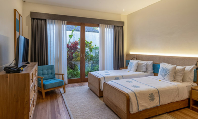 Saba Villas Bali Villa Bima Bedroom Two with Twin Beds and TV | Canggu, Bali