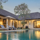 Saba Villas Bali Villa Sadewa Pool Side Loungers at Night | Canggu, Bali