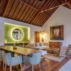 Saba Villas Bali Villa Sadewa Living and Dining Area with Hanging Lights | Canggu, Bali