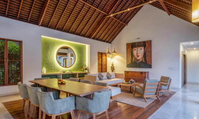 Saba Villas Bali Villa Sadewa Living and Dining Area with Hanging Lights | Canggu, Bali
