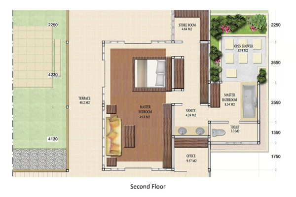 Villa Nalina Second Floor Floorplan | Seminyak, Bali