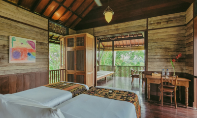 Villa Amaru Twin Bedroom with Balcony and Wooden Floor I Ubud, Bali