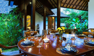 Villa Amaru Dining Area with Crockery and View | Ubud, Bali