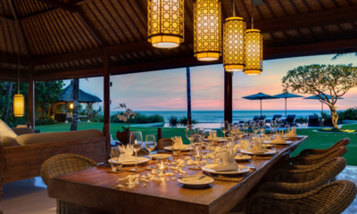 Villa Jagaditha Dining Area with Sea View at Night | Canggu, Bali