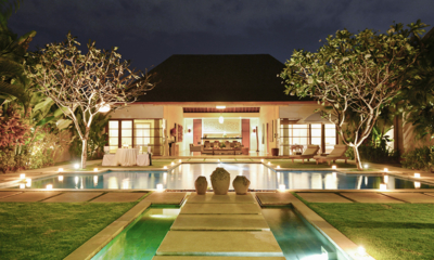 Nyaman Villas 2 Bedroom Pool Villa Outdoor View at Night | Seminyak, Bali