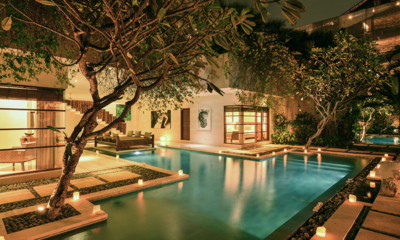 Nyaman Villas 4 Bedroom Pool Villa Pool at Night | Seminyak, Bali