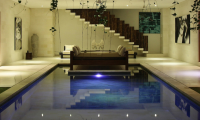 Nyaman Villas 4 Bedroom Pool Villa Pool at Night Near Up Stairs Area | Seminyak, Bali