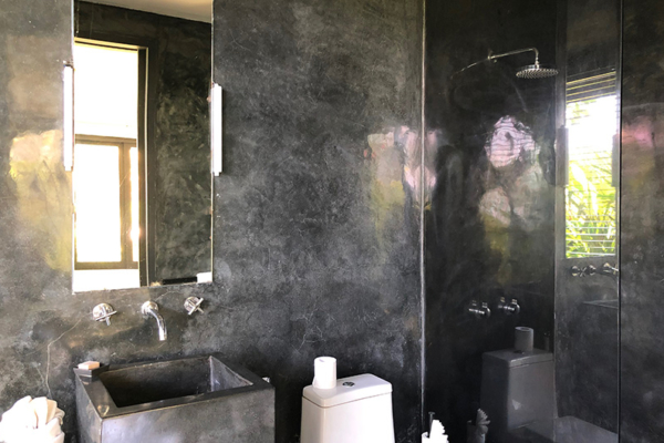 Villa Florimar Bathroom with Black Wall | Seseh, Bali
