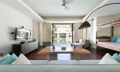 Villa Jamalu Living Area with TV and Pool View | Jimbaran, Bali