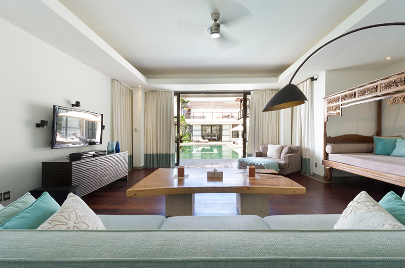 Villa Jamalu Living Area with TV and Pool View | Jimbaran, Bali