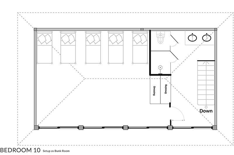 The Sanctuary Bali Bedroom Ten Floorplan Set Up as Bunk Room | Canggu, Bali