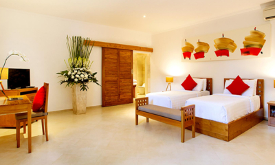 The Sanctuary Bali Bedroom Nine with Twin Bed Set Up and TV | Canggu, Bali