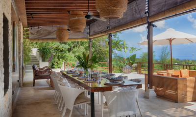 Villa Bayu Bayu Bawah Indoor Dining Area with View | Uluwatu, Bali