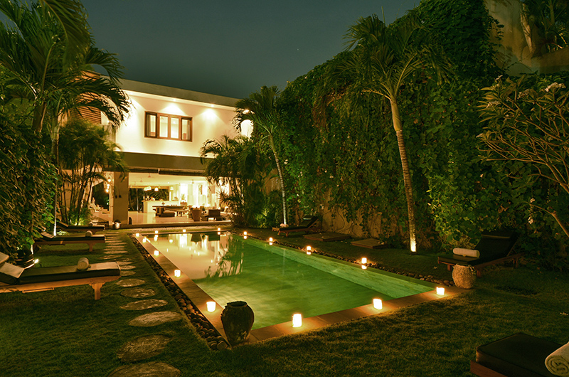 Villa Chocolat 5 Bedroom Villa Pool at Night | Seminyak, Bali