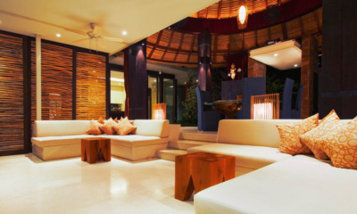 Tukad Pangi Villa Pool Side Living Area at Night | Canggu, Bali