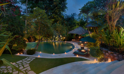 Villa Bougainvillea Gardens and Pool at Night | Canggu, Bali