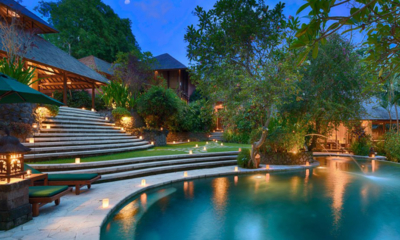 Villa Bougainvillea Pool Side Area at Night | Canggu, Bali