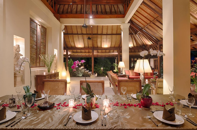 Villa Bougainvillea Dining at Night | Canggu, Bali