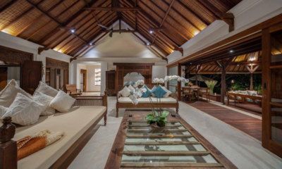 Villa Frangipani Indoor Living Area at Night | Canggu, Bali