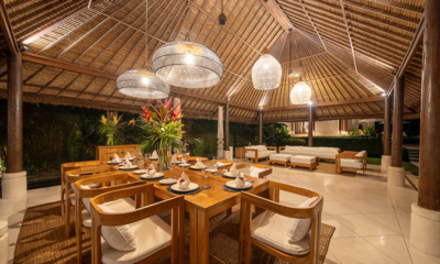 Villa Jewel Living and Dining Area at Night | Canggu, Bali
