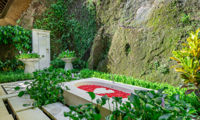 Villa Jewel Master Bathroom with Romantic Bathtub Set Up | Canggu, Bali