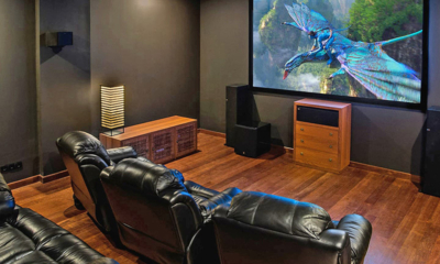 The Luxe Bali Media Room with Wooden Floor | Uluwatu, Bali