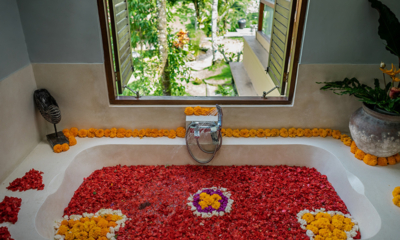 Villa Bodhi Jaya House Bathroom with Romantic Bathtub Set Up | Ubud, Bali