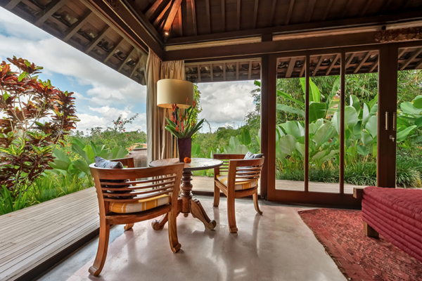Villa Bodhi Laba House Bedroom with Seating Area and View | Ubud, Bali
