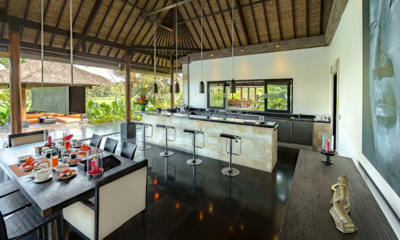 Villa Rumah Lotus Kitchen and Dining Area with Hanging Lamps | Ubud, Bali