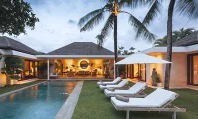 Villa Alabali Pool Side Loungers at Night | Seminyak, Bali