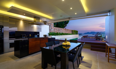 Samujana 11B Kitchen and Dining Area with View at Night | Choeng Mon, Koh Samui