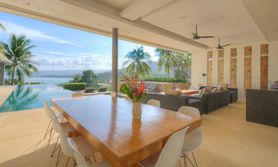 Samujana 16 Living and Dining Area with Pool View | Choeng Mon, Koh Samui