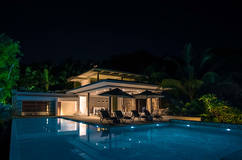 Samujana 19 Pool Side Sun Beds at Night | Choeng Mon, Koh Samui
