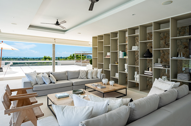 Samujana 24 Living Area with Book Shelf | Choeng Mon, Koh Samui