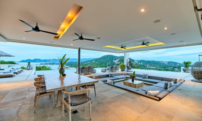 Samujana 27 Living and Dining Area with Sea View | Choeng Mon, Koh Samui