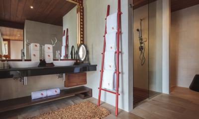 Baan Wanora His and Hers Bathroom with Shower and Mirror | Laem Sor, Koh Samui