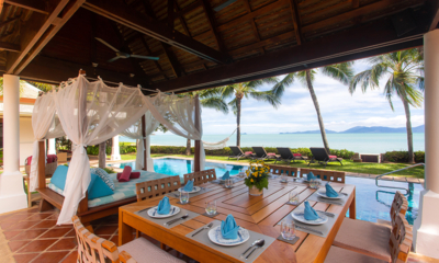 Villa Acacia Pool Side Sun Seating and Dining Area | Maenam, Koh Samui
