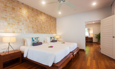 Villa Acacia Bedroom Four with Twin Beds and Wooden Floor | Maenam, Koh Samui