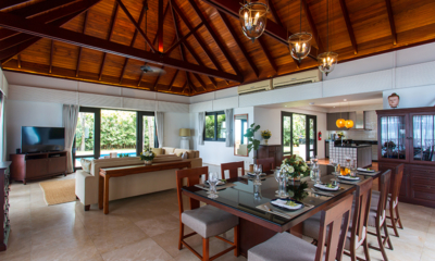Villa Hibiscus Living and Dining Area with Pool View | Maenam, Koh Samui
