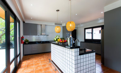 Villa Hibiscus Kitchen with Hanging Lamps | Maenam, Koh Samui
