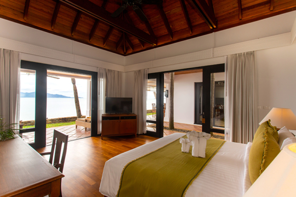 Villa Hibiscus Bedroom One with TV and Sea View | Maenam, Koh Samui