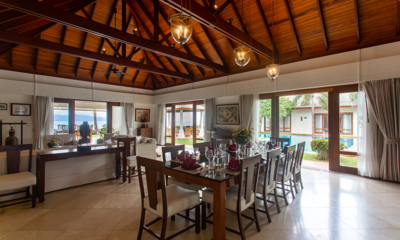 Villa Lotus Indoor Living and Dining Area with Pool View | Maenam, Koh Samui