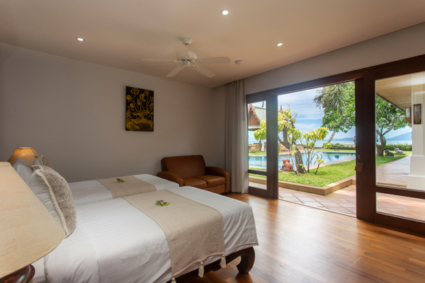 Villa Lotus Bedroom Four with Twin Beds and Pool View | Maenam, Koh Samui