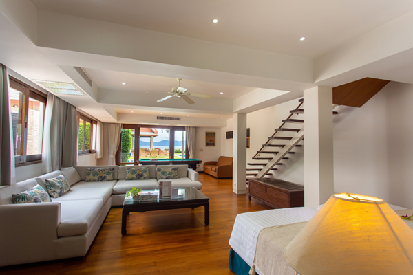 Villa Lotus Twin Bedroom Five with Sofa and Up Stairs | Maenam, Koh Samui
